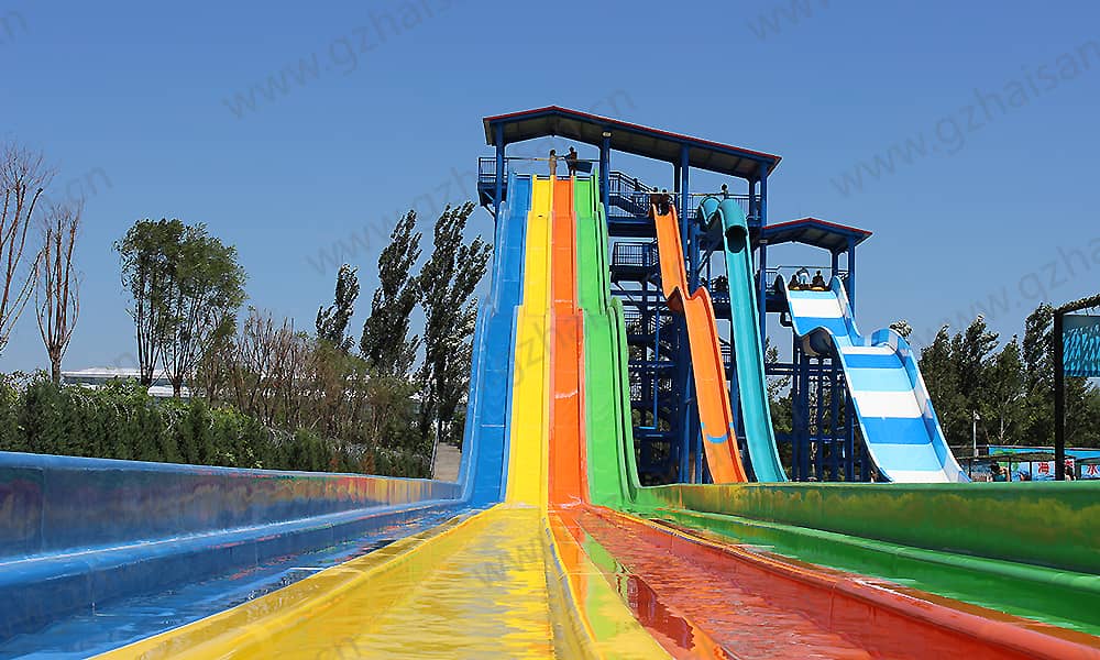 河北保定海森水上大世界彩虹滑梯、高速滑梯、家庭宽滑梯组合平台